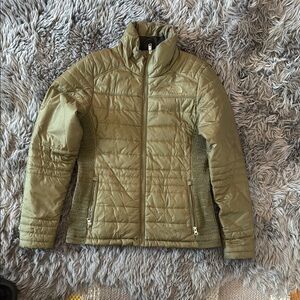 The North Face Green Quilted Puffer Jacket with High Collar